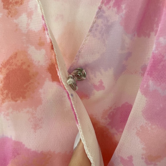 Japna Floral Pink Short Ruffle Mini Tiered Smock Waist Dress Misa , Size Medium - Picture 10 of 10